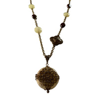 Jade and Jasper Gemstone Necklace with Vintaj Brass Chain and Toggle Clasp-Necklaces- Creative Jewelry by Marcia